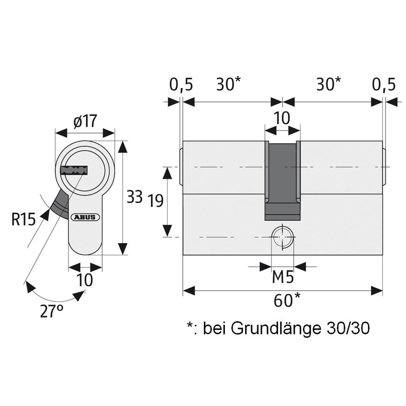 ABUS Profile Cylinder Lock D6XNP 40/45 B/SB with Keycard and