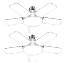 Kofarrten LED Garage Lights, Super Bright 8000 LM Garage Light Bulbs, 6500K Garage Ceiling Lights with Deformable Panels for E26/E27 Base, 80W LED Shop Lights for Workshop, Warehouse (2 Pack)