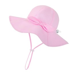 Baby Sun Hat UPF 50+ for Kids Adjustable Wide Brim Bucket Hat for Boys & Girls Foldable Beach Hat for Toddlers, Pink, 2-5T