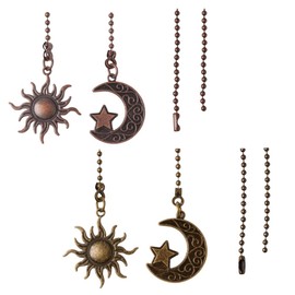 Ximimark 2 pcs Set Of Sun And Moon Pull Chain, Ceiling Fan Pull Chain Set Decorative Totem Bohemia Pull Chain Pendant Extension 12 Inches Lighting Fan Beaded Ball Fan Pull Chain Extender Ornament