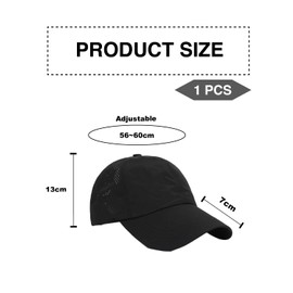 JUKOTA Ponytail Baseball Cap Women's Summer Adjustable Quick Drying Mesh Breathable Baseball Cap Unisex Criss Cross Hats Sports Hat, black