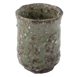 Marui Seikyo MR-3-4002 Shigaraki Ware Hechamon Tea Cup, Capacity Approx. 3.4 fl oz (100 ml), Ash Glaze, Green
