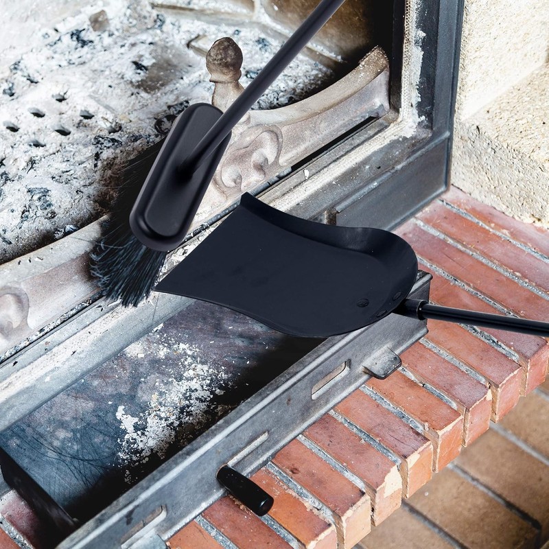 AMAGABELI Metal Fireplace Ash Shovel and Brush Set Accessories 32''