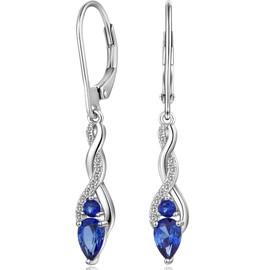 Miaofu Women's Hanging Earrings Long Hanging Infinity Earrings Silver 925 with 5A Zirconia Crystal, 18K White Gold Plated Hanging Silver Earrings Fine Jewellery for Women Girls, Sterling Silver, Cubic