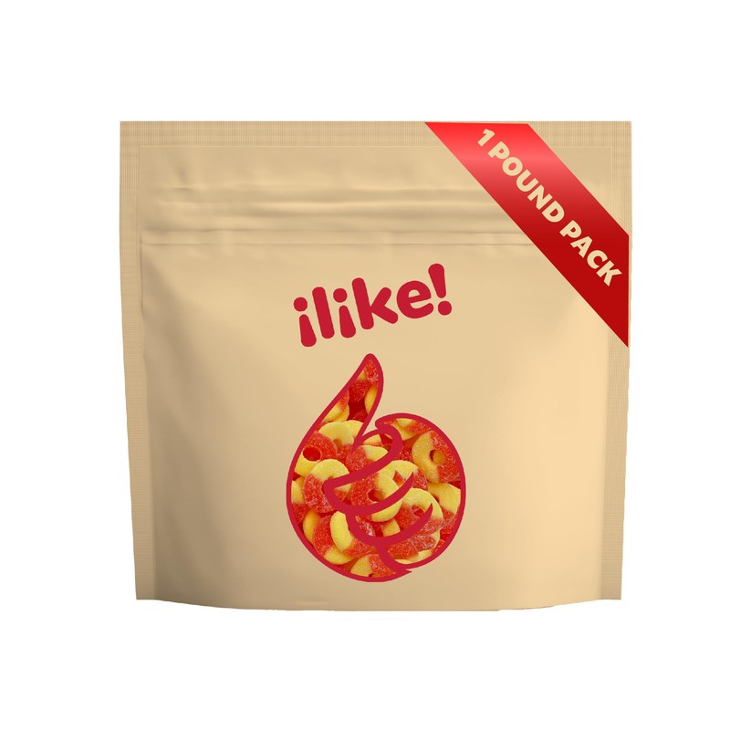 Peach Rings Gummy Candy 1-Pound Bag | Chewy Sweet and