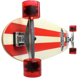 Paradise Longboard Kicktail Complete Cruiser Skateboard, Red Stripe, 9" x 44"