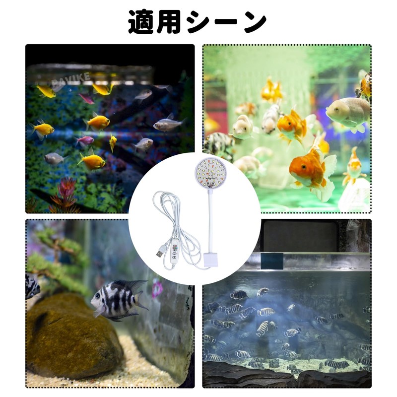PAVIKE Aquarium Clip Light, Lighting, Small Growth Light, Clip-on Aquarium