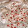 5D Embossed Rose Nail Stickers, Vintage French Cherry Bow Self-Adhesive
