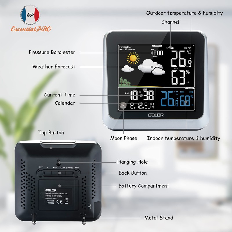 Wireless Digital Colour Weather Station With Moon Phase by EPRO