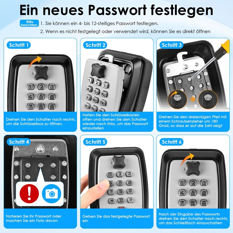 Key Safe with Number Code, Professional 12 Digit Key Safe