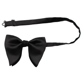 Lovacely Mens Oversized Satin Silk Bow Tie Solid Color Formal Tuxedo Big Bowtie YW-002 Black