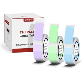 ORGBRO X1 Label Maker Tape, Genuine Thermal Label Print Paper 0.47"×1.57"(12×40mm), Standard Laminated Office Labeling Tape Replacement, 160 Tapes/Roll, 3-Roll, Green/Purple/Blue
