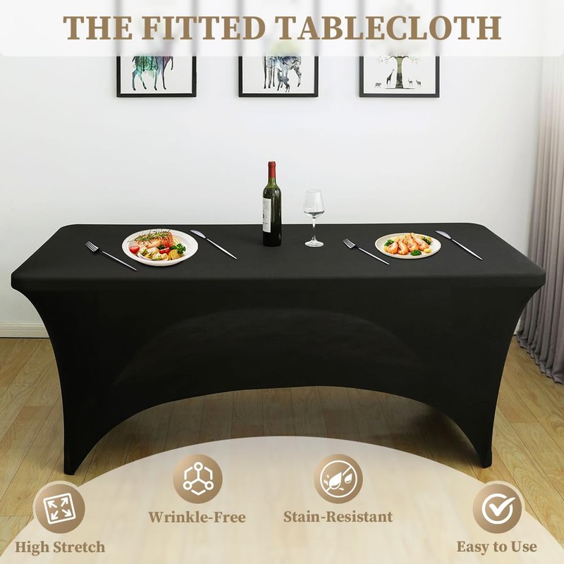 AMFUN Spandex Tablecloth, 1 Piece 6 ft Stretch Tablecloth, Rectangular