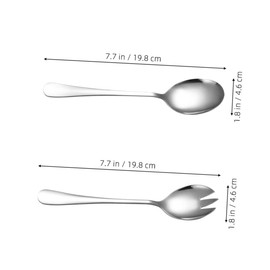 SHOWERORO 4pcs Stainless Steel Salad Serving Utensils Set Salad Fork and Spoon for Mixing Tossing and Serving Fruit Dessert and Appetizers Dishwasher Safe for Home and Parties