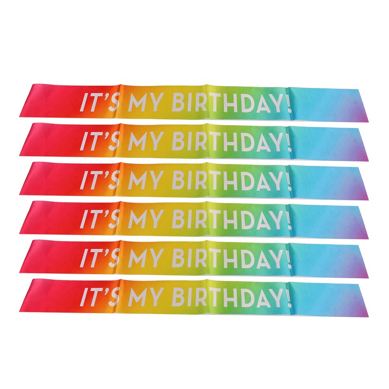 6 Pcs Birthday Sash Reusable Soft Comfortable Colorful Satin Birthday