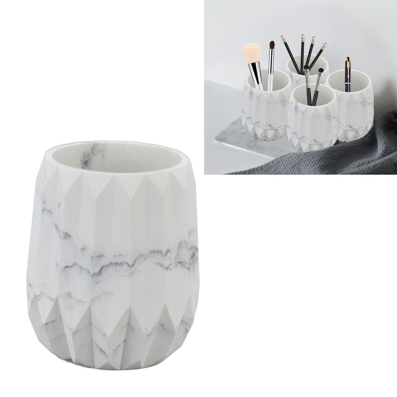 Makeup Brush Holder Durable Glossy Resin Large Capacity Modern Design