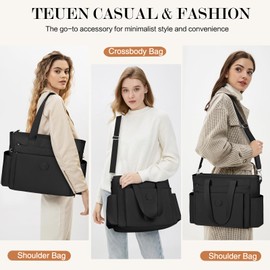 TEUEN Large Tote Bag for Women, Waterproof Nylon Crossbody Tote Bag Shoulder Bag Carry On Bags for Travel Work Gym