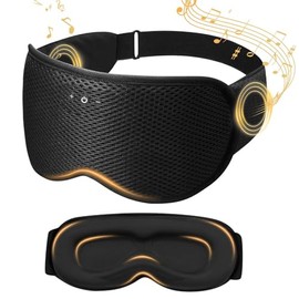 Necomi Antifaz Para Dormir Con Audifonos,Antifaz para dormir, Aliviar la Tensión Ocular, Meditación, Parlantes Estéreo Ultrafinos,Oficina, para Hombres y Mujeres(Negro)