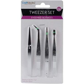 Craft Medley BT205 Beading & Jewelry Tool, Tweezer Set Assorted, 4-Piece