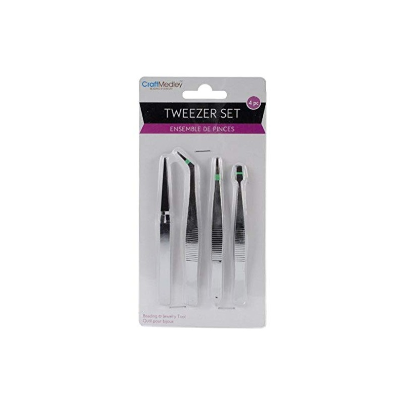 Craft Medley BT205 Beading & Jewelry Tool, Tweezer Set Assorted,