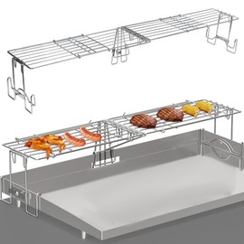 Universal Griddle Warming Rack for Blackstone 17-36" Griddles 1554 2149, Adjustable Rack Compatible with Weber 28" Griddle, Stainless Steel Adjustable BBQ Griddle Rack for Tabletop Flattop Griddle