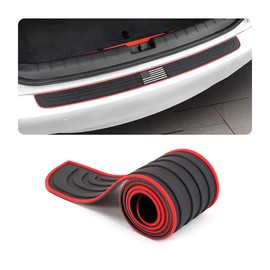 Car Rear Bumper Protector Guard, American Flag Anti-Scratch Rubber Trunk Door Sill Trim Cover, Vehicle Door Entry Protection Strip, Auto Accessories for Car SUV (Red Edge/Black Flag/35.43"x2.75")
