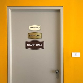 (18cm x 8.9cm - Medium, Black) - Fancy Staff Only Sign (Black) - Medium