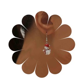 Andelaisi Boho Crystal Snowman Earrings Vintage Christmas Snowman Earrings Silver Rhinestone Snowman Drop Earrings Bling Cz Snowman Christmas Earrings Jewelry for Women