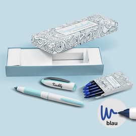 Teachly Teachly Superstudent Tintenroller - Nachfüllbarer Stift für Uni, Schule & Büro (Türkis) - Inkl. 7 Tintenpatronen (Blau)