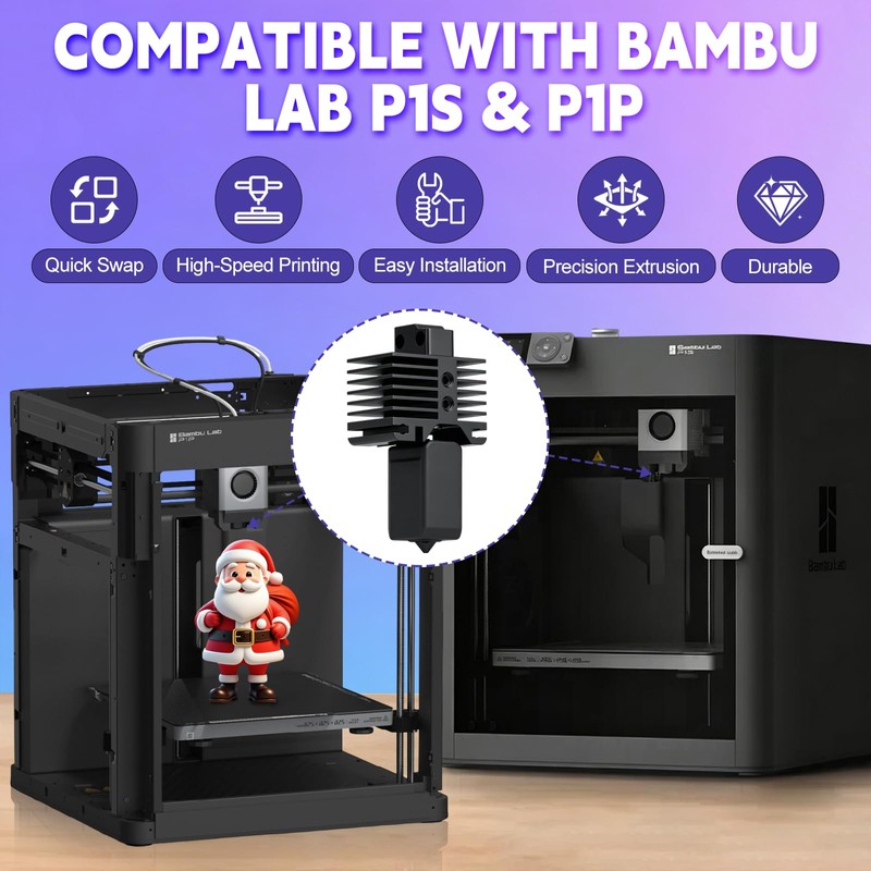 Hotend Kit for Bambu Lab P1P/P1S, 3D Printer Hot End