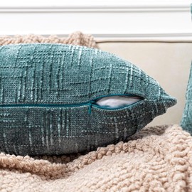 IGEMAEVE - Juego de 2 fundas de almohada decorativas verdes de 20 x 20 pulgadas, sin rellenos, fundas de almohada bohemias para sofá, cama, sala de estar, funda de chenilla con textura suave con