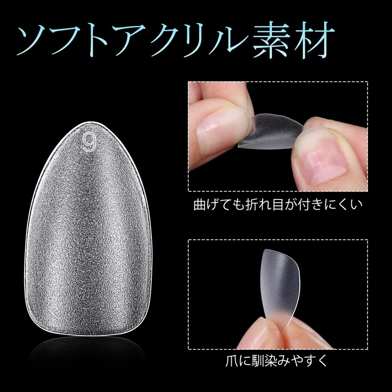 TOMICCA Nail Tips, Sanded Nail Tips, Short, Full Cover, Plain