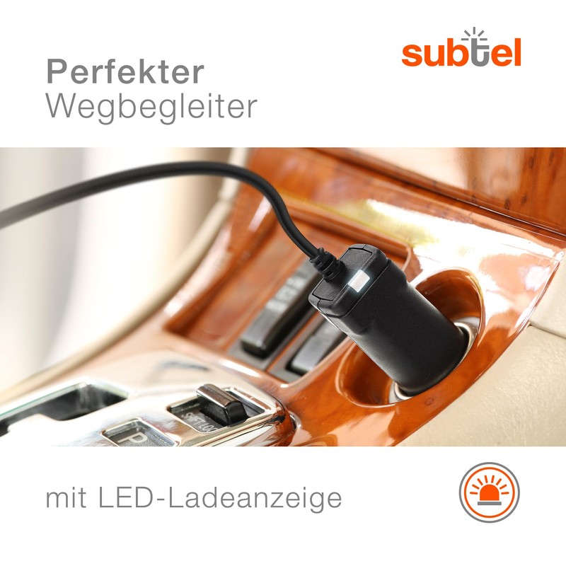 subtel® KFZ Ladegerät 1.1m 1A kompatibel mit Becker Ready 50