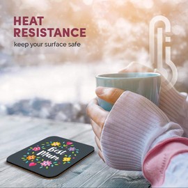 Great Single Coaster Square - Best Mum Flowery Pattern Mothers Day |Glossy Quality Coasters | Tabletop Protection for Any Table Type #44274