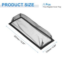 sourcing map 1Pcs Floor Vent Filter Screen, 4x12 Inch Floor Register Cover Trap Floor Vent Screen Net Cover for Home Air Vent Filter Mesh Keeps Debris, Coins Out, Black