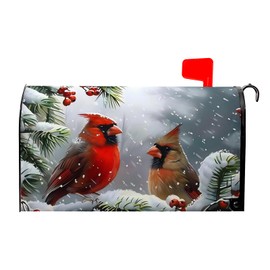 Winter Mailbox Covers Cardinal Bird Mailbox Cover Magnetic Christmas Red Bird Mailbox Wraps Post Letter Box Cover 21x18 in for Home Christmas