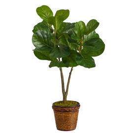 Nearly Natural 33in. Fiddle Leaf Fig Artificial Tree in Basket