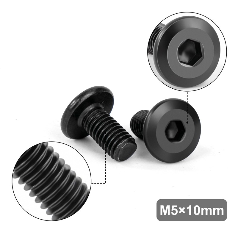 Tunejoy Flat Head Screws Black M5 x 10 mm Flat