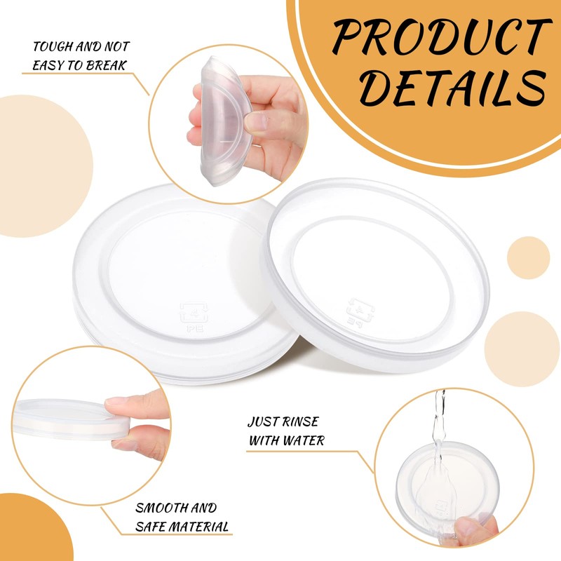 Hoolerry 10 Pcs Yogurt Jar Lids Set 2.64 Inch Clear