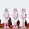 Veemoon Christmas Nutcracker Ornaments, Pink Nutcracker Soldier Festive Glitter Nutcracker