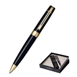 Sheaffer 300 Black Lacquer Signature gold mid band and Gold plated Appointments Ballpoint Pen + Matching Pouch