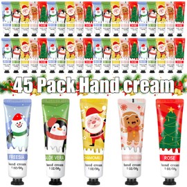 Swiffen 45 Pcs Christmas Hand Cream Gift Set for Coworkers in Bulk Mini Hand Lotion Travel Moisturizing Cream Dry Cracked for Women Mom Stocking Stuffers Gift Operation Christmas Items Favors 33ml