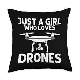 Funny Drone Design For Girls Kids Drone Camera Pilot Lovers Throw Pillow