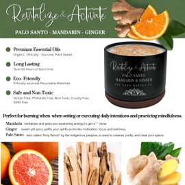 The Good Mantra Co. | Revitalize & Activate Smudge Candle | Palo Santo, Mandarin and Bergamot | Spiritual Aromatherapy | Energy Cleansing | Intention Blessing | Positive Vibes