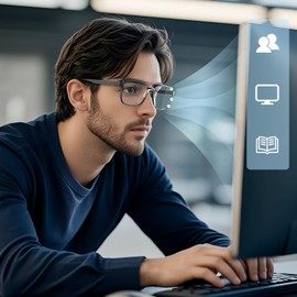 SKYWAY Piloten Self-tinting Progressive Glasses Men with Blue Light Filter (Gunmetal/Black), Gunmetal