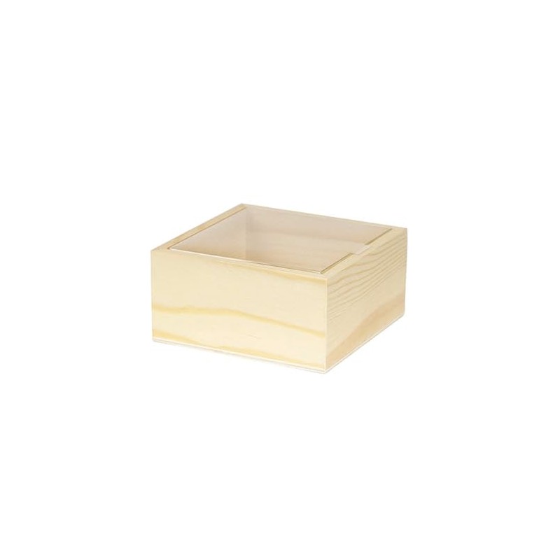 CALFOVERA 4.72×4.72×2.36 Inch Wooden Square Storage Box PapayaWhip Unfinished Gift