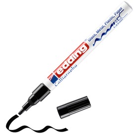 edding 753 gloss paint marker calligraphy - black - 1 paint marker - calligraphy nib 1-2.5 mm - for glass, stone, plastic, paper - waterproof, highly opaque - bullet journals, hand lettering