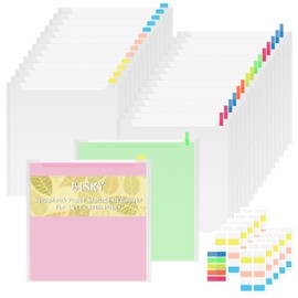 BTSKY 15PCS 12x12 Scrapbook Paper Storage Organizer Top Loading Plastic Paper Storage Clear Craft Organizers and Storage Holder with 160 PCS Sticky Index Tabs for Scrapbook Vinyl Paper Cardstock etc.