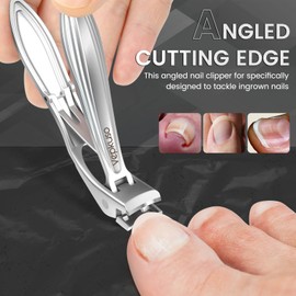Vepkuso Toenail Clippers&Nail Clippers for Seniors Thick Nails - Professional Nail Clippers Set for Men/Women, Manicure Kit with Angled Head, Stainless Steel Toe Nail Cutter & File (Sliver(BC))