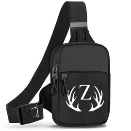 Aganmi Initial Letter Small Crossbody Sling Bag for Men Women Double Pocket Chest Bag Trendy Water Resistant Fanny Pack Mini Phone Cross Body Bag for Travel Sports Workout Running (Black Z)